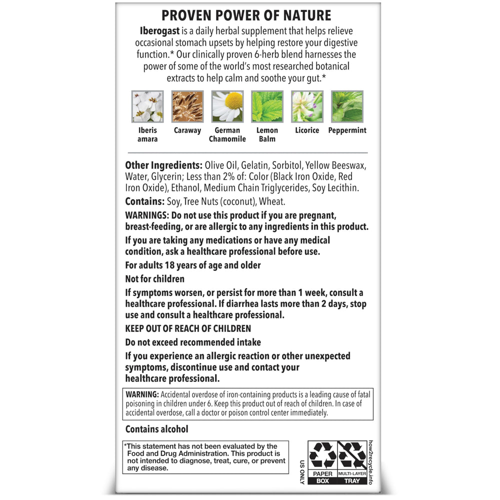Iberogast softgels clinical-study graphic highlights evidence-backed herbal approach.