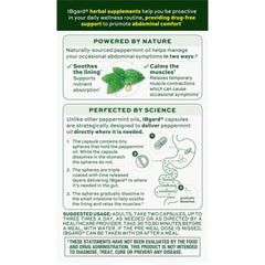 IBgard SST technology diagram illustrating site-specific peppermint oil delivery in the gut.