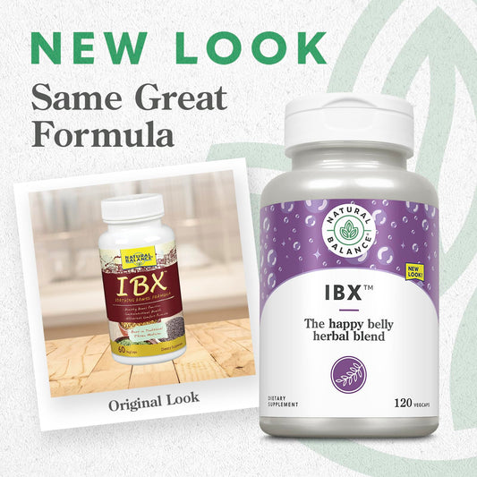 IBX Soothing Bowel Formula bottle label showing herbal blend ingredients