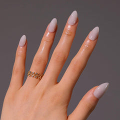Icebobo short almond nails light gray kit for a natural look in minutes.