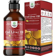 Icelandic wild-caught cod liver oil liquid bottle front view 240ml