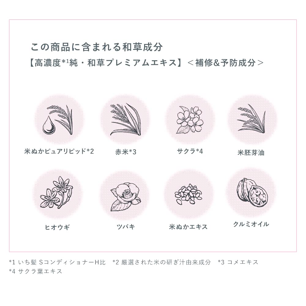 Ichikami Kracie Japanese Grass Essence on shiny, smooth hair close-up