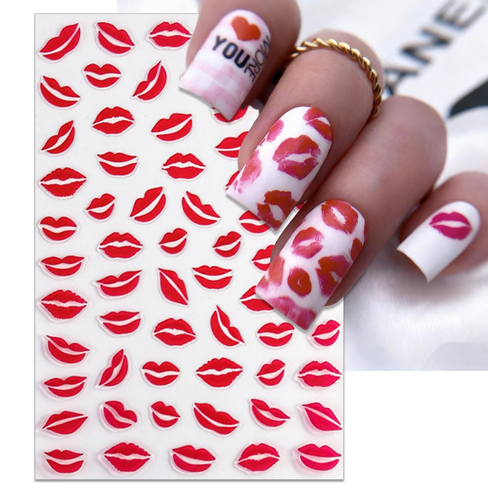 IDDFEVE kiss lip stickers on nails offer bold accent design.