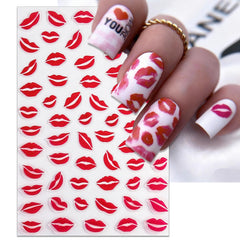 IDDFEVE kiss lip stickers on nails offer bold accent design.