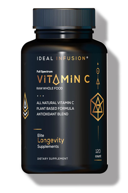 Bottle with Ideal Infusion Whole Food Vitamin C Complex label
