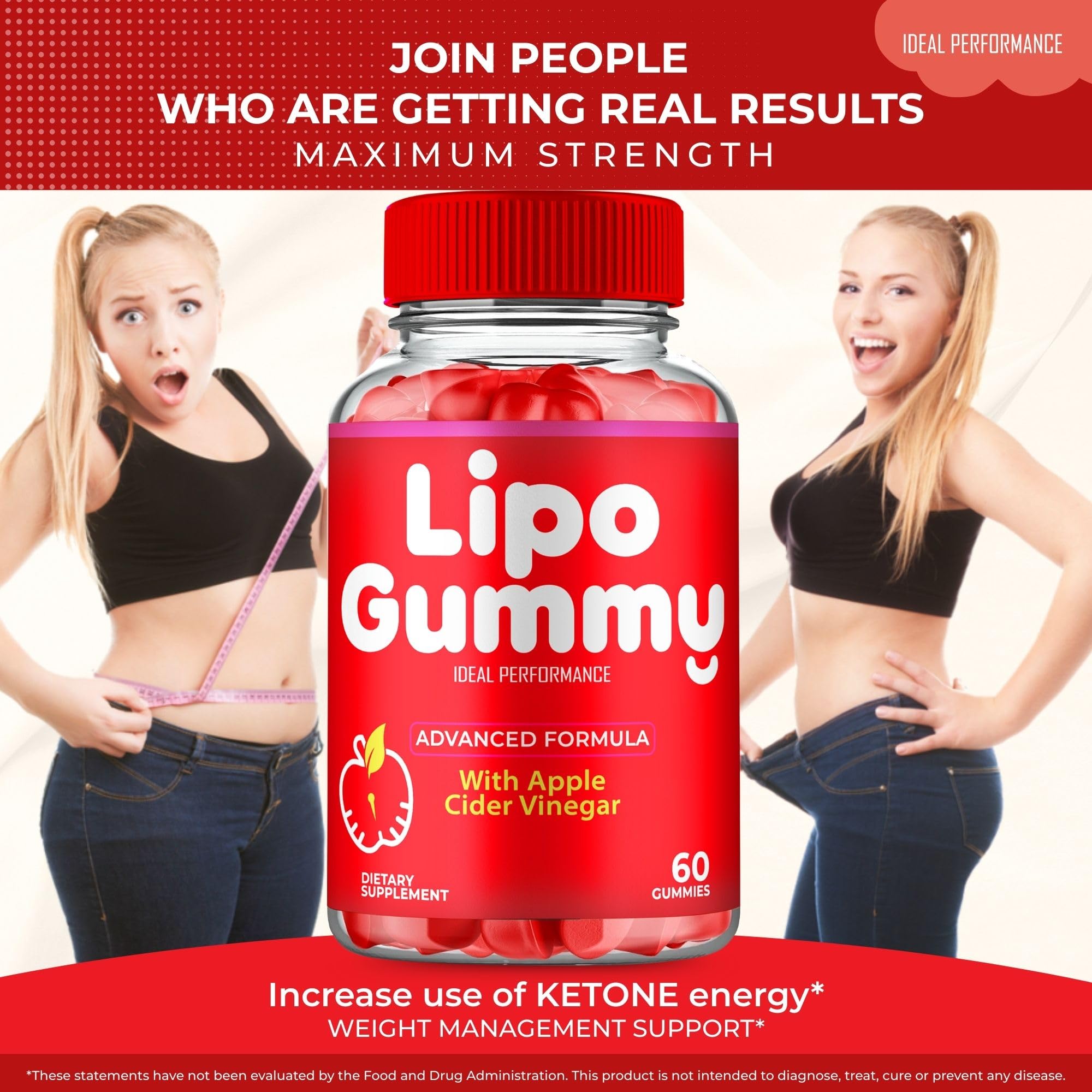 IDEAL PERFORMANCE Lipo Gummy close up texture and natural color