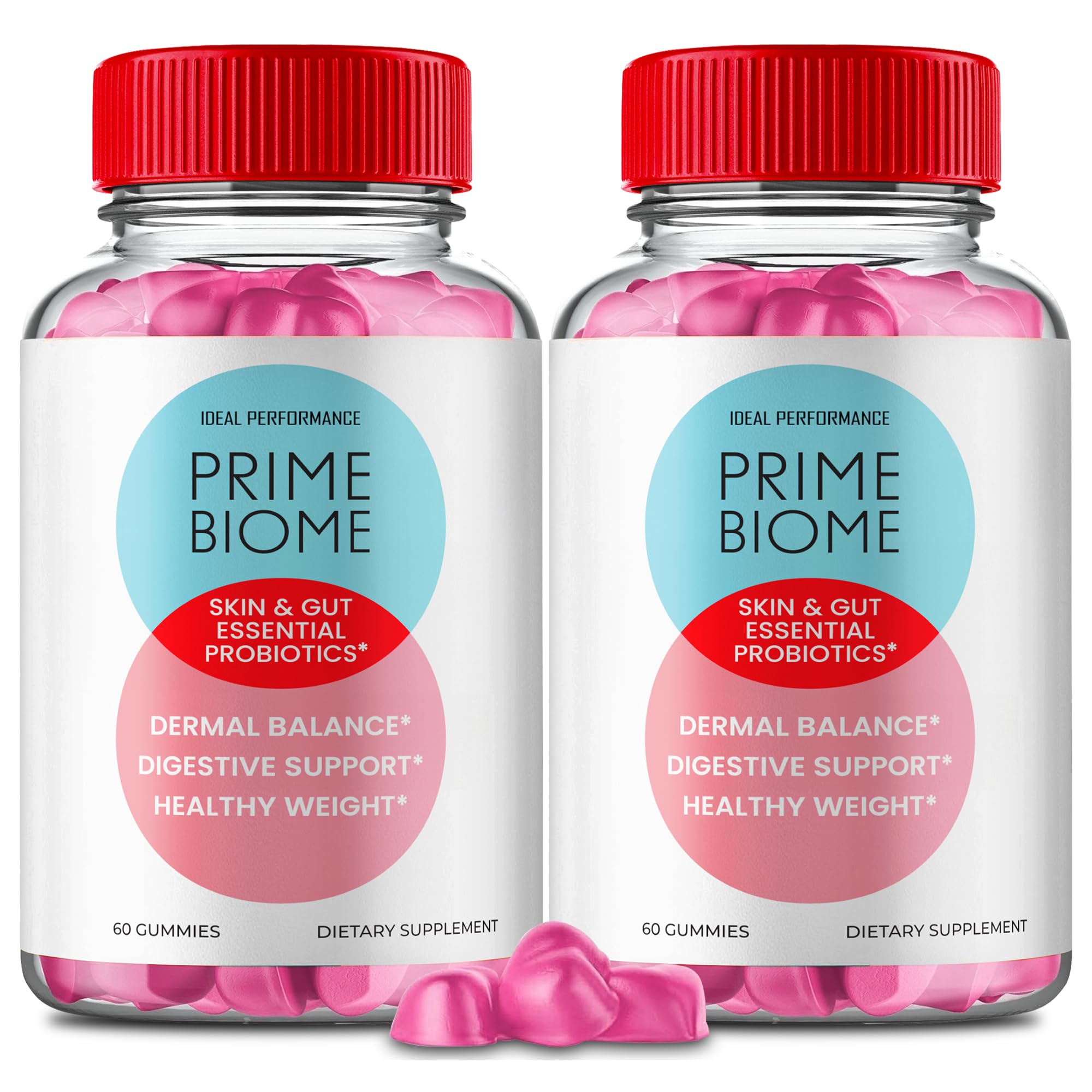 IDEAL PERFORMANCE Prime Biome Gummies bottle and packaging – front view