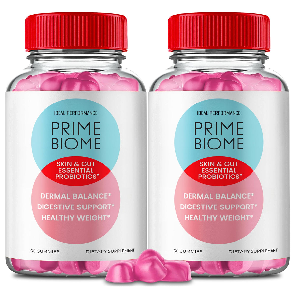 IDEAL PERFORMANCE Prime Biome Gummies bottle and packaging – front view