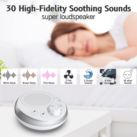 iDealSleep compact portable sleep sound machine ready for travel or bedside use