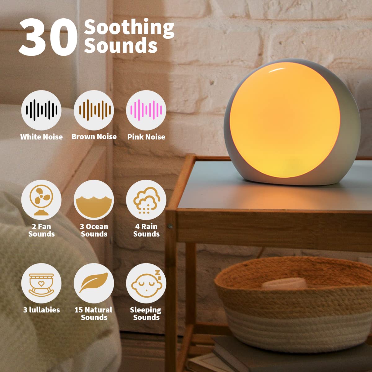 iDealSleep 12-night-lights displaying a soft ambient glow for bedtime.