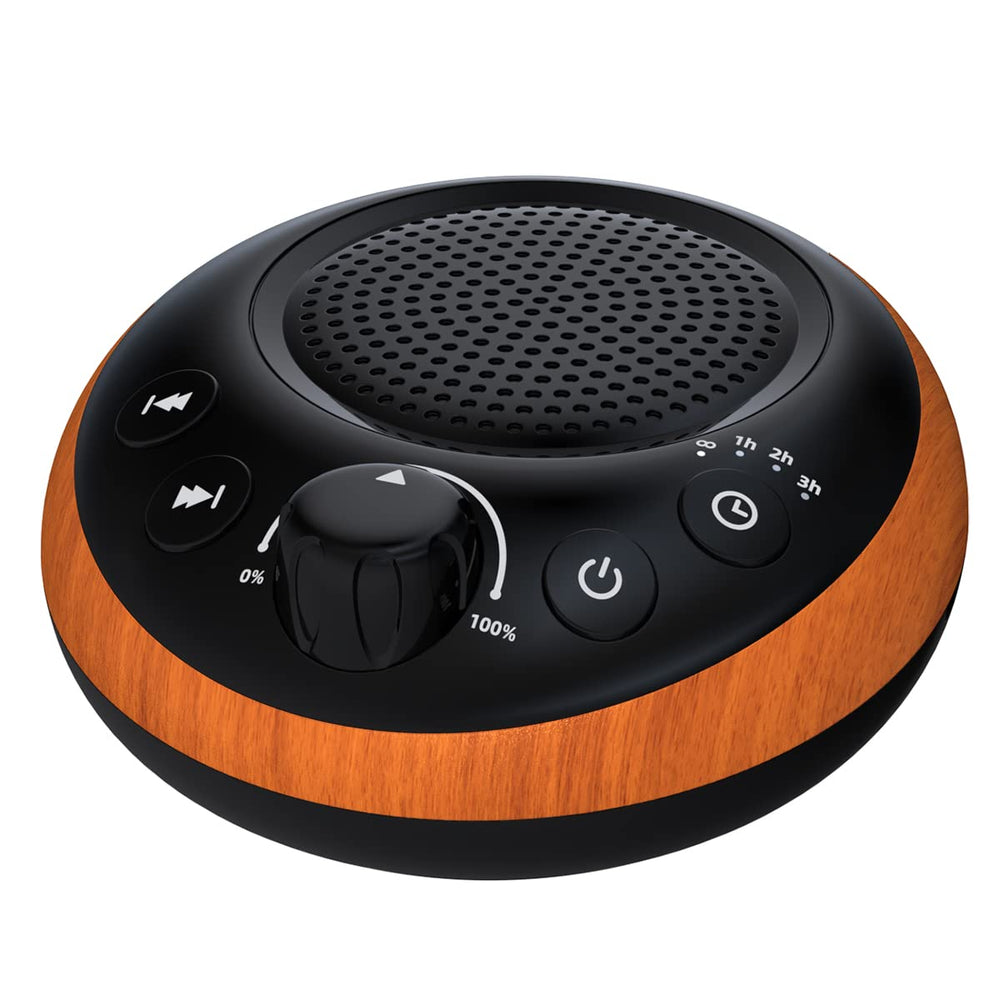iDealSleep sound machine front view in brown finish supports relaxing bedtime routines