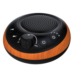 iDealSleep sound machine front view in brown finish supports relaxing bedtime routines