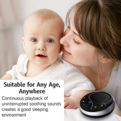 iDealSleep Sound Machine placed in a cozy bedroom setup for a relaxed bedtime.