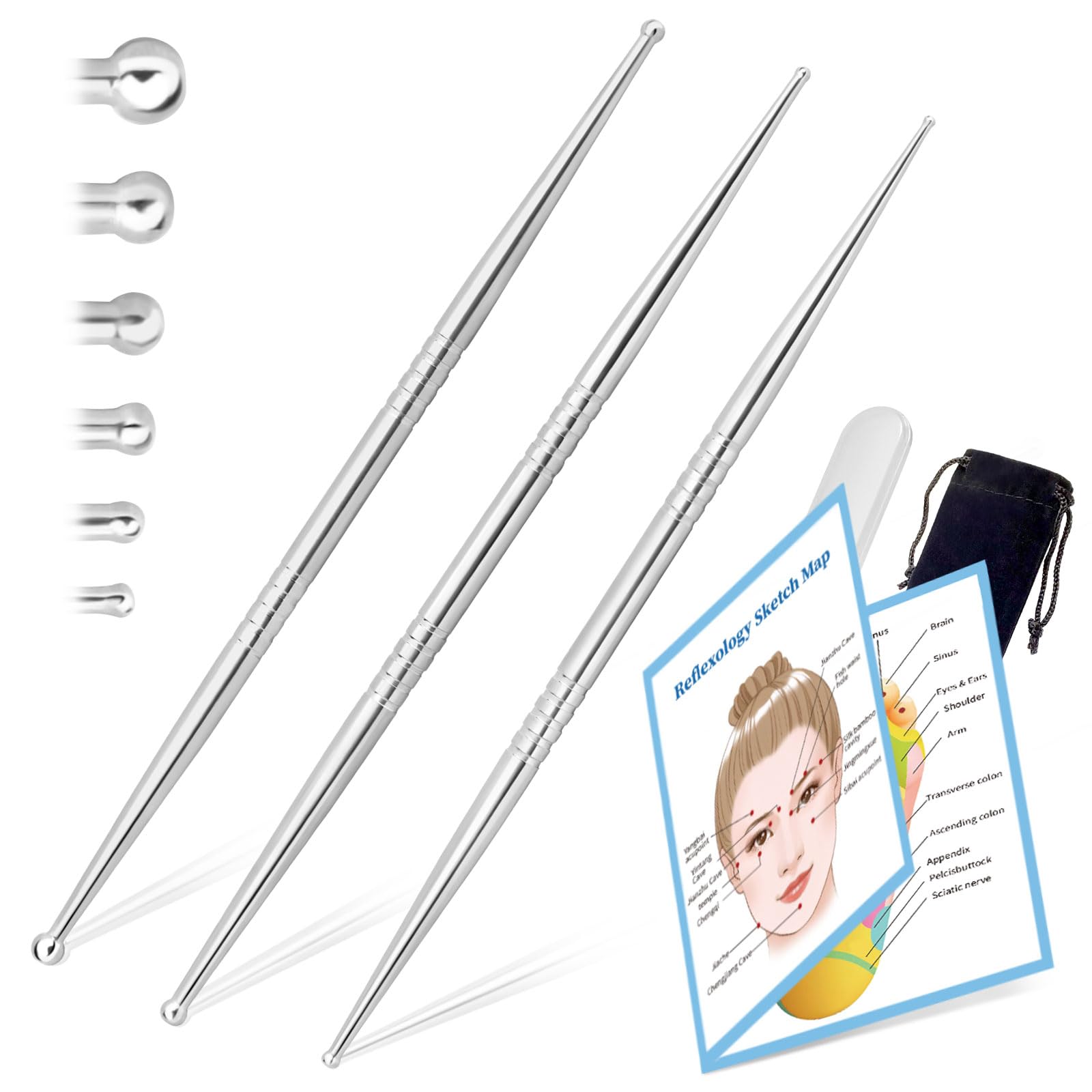 ideayard facial reflexology tool 3-piece set displayed together