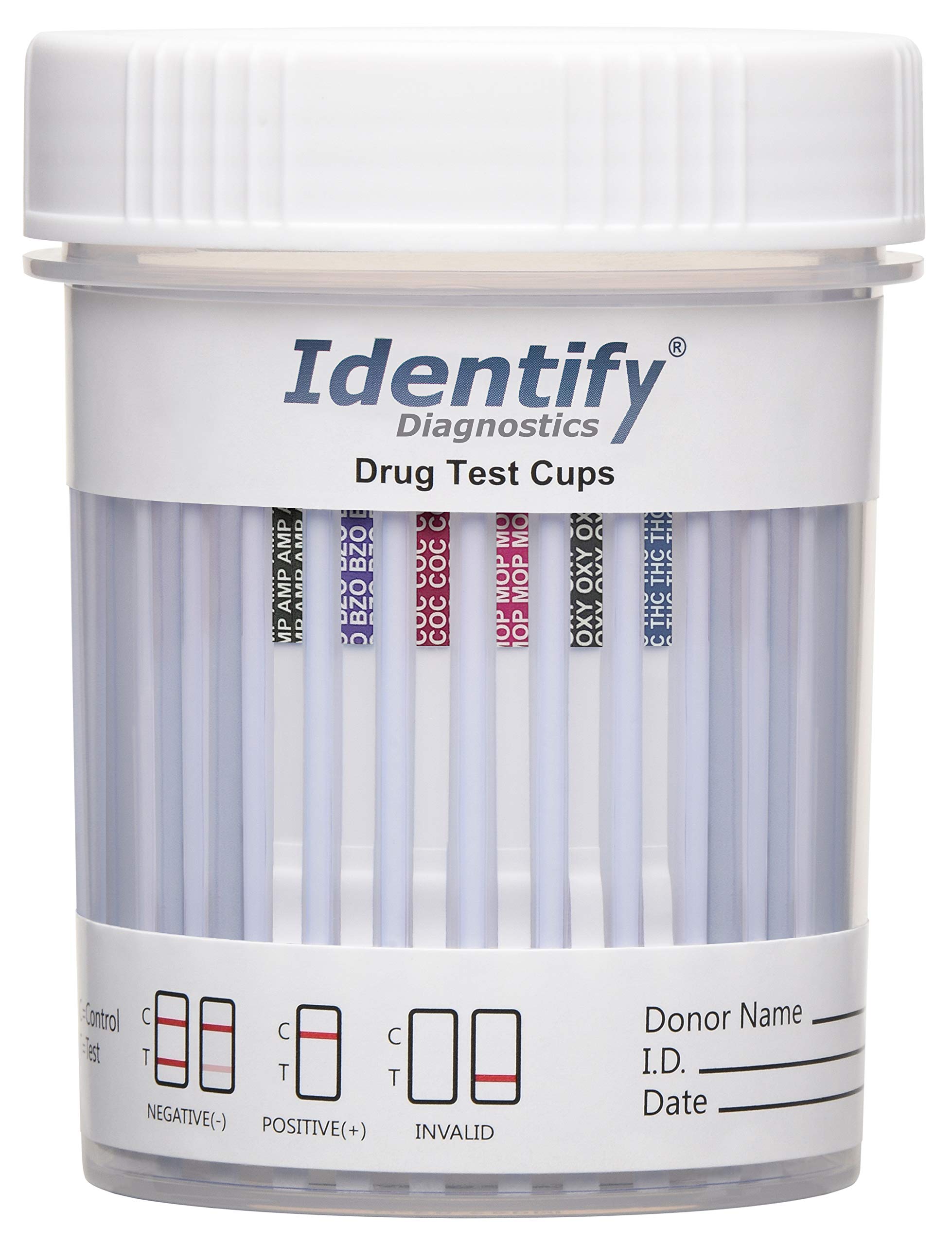 Identify Diagnostics 6-Panel Drug Test Cup 5 Pack with AMPs BZO COC MOP/OPI OXY THC
