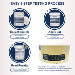 Temperature strip on 6-panel drug test cup for accurate results