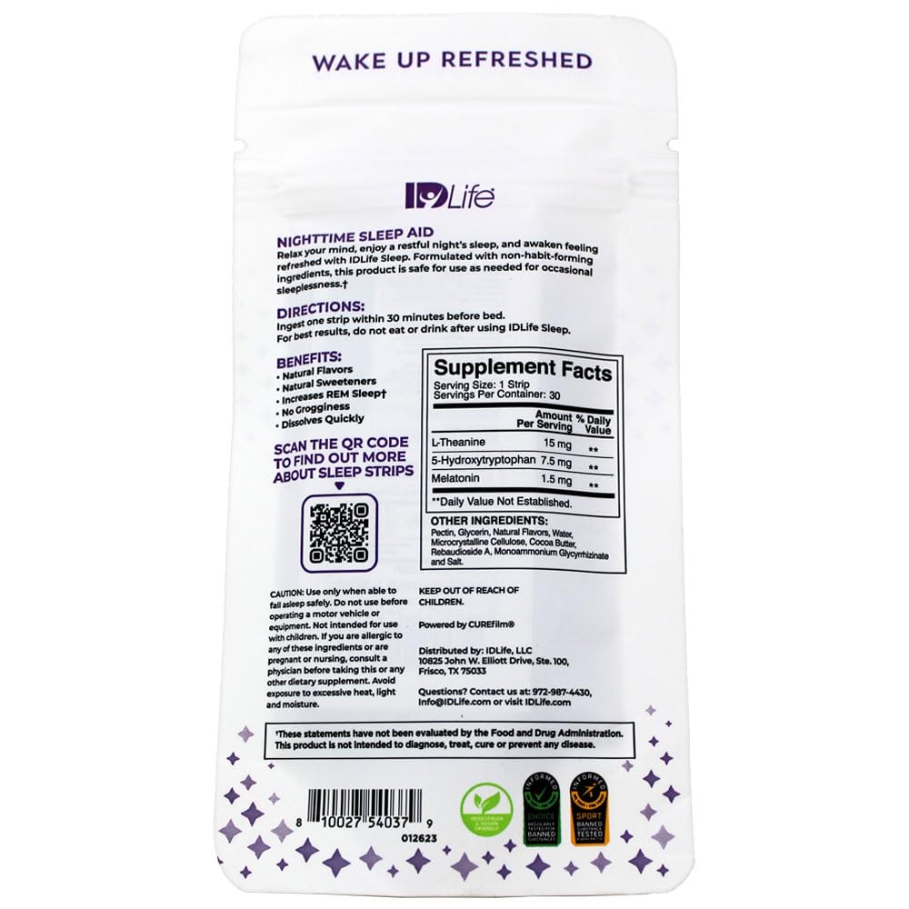 Individual packaging showing on-the-go IDLife Sleep Strips