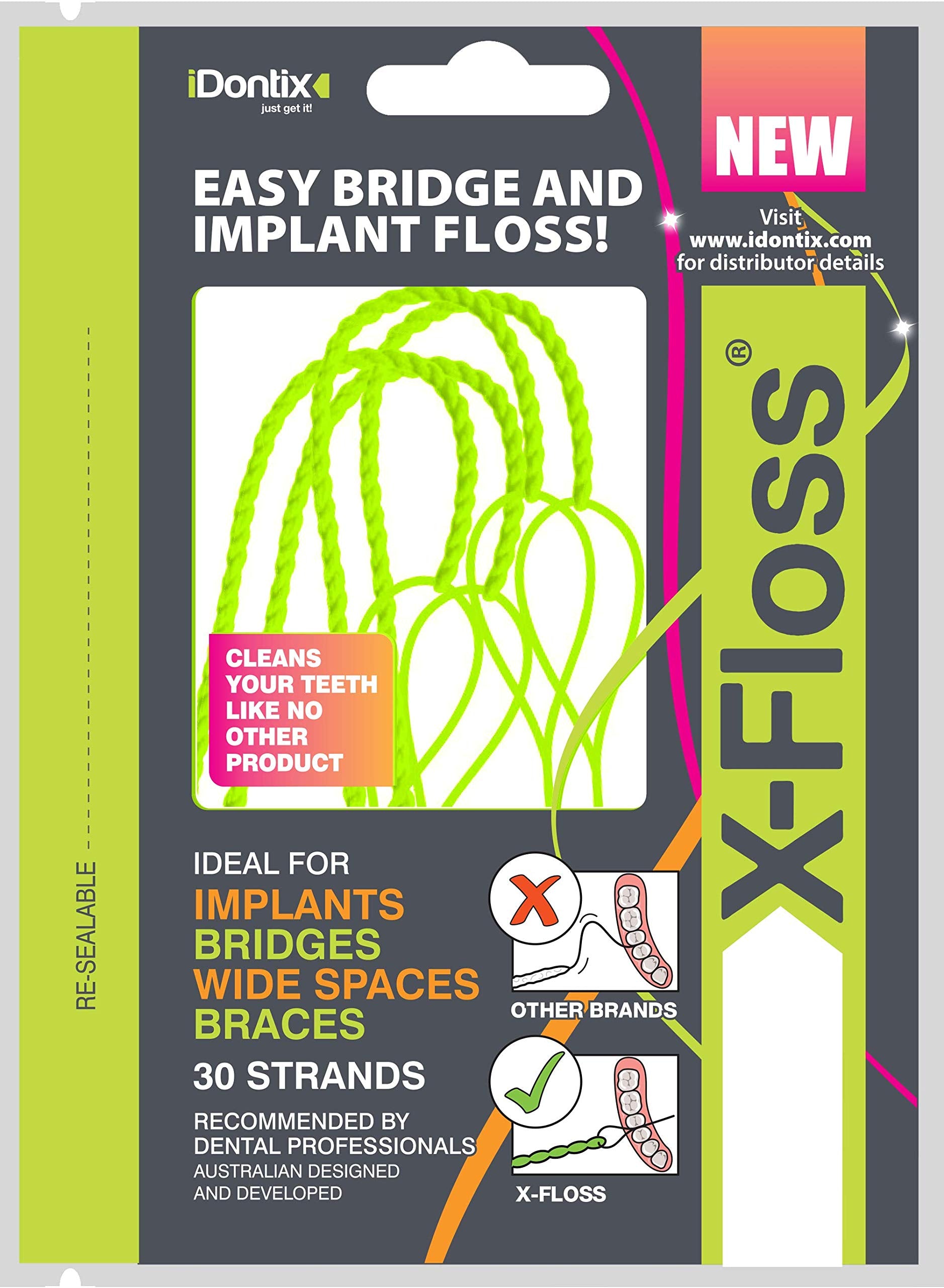 IDontix Brace X-Floss Green product image 1 – floss threader and green floss