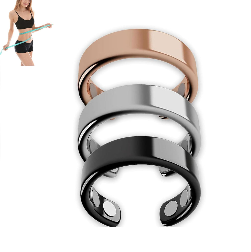 IENRGJ Magnetic Ring worn on finger showing four magnets and acupressure points