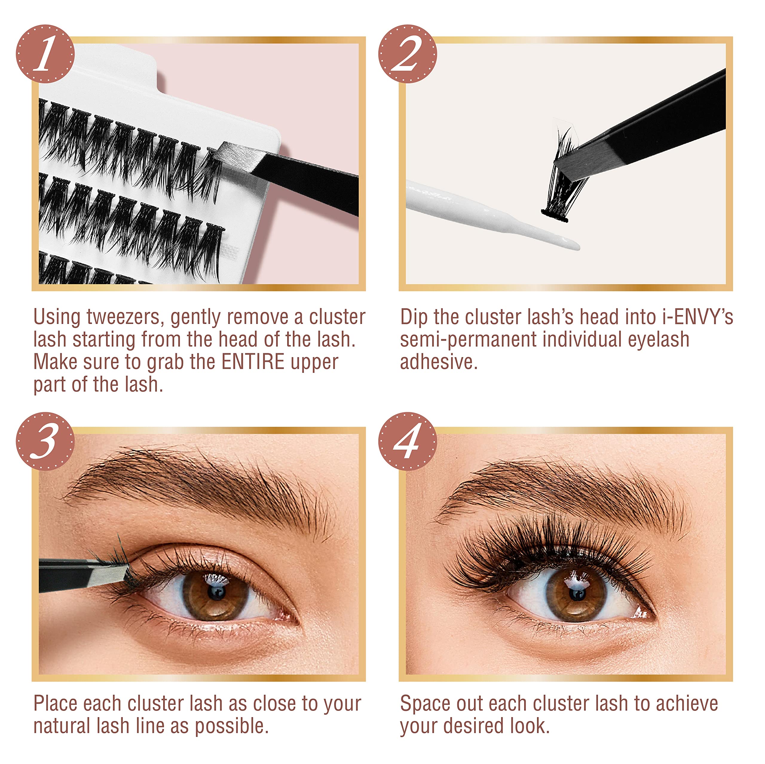 i•ENVY faux mink volume cluster lashes, close-up of mermaid-inspired fluff