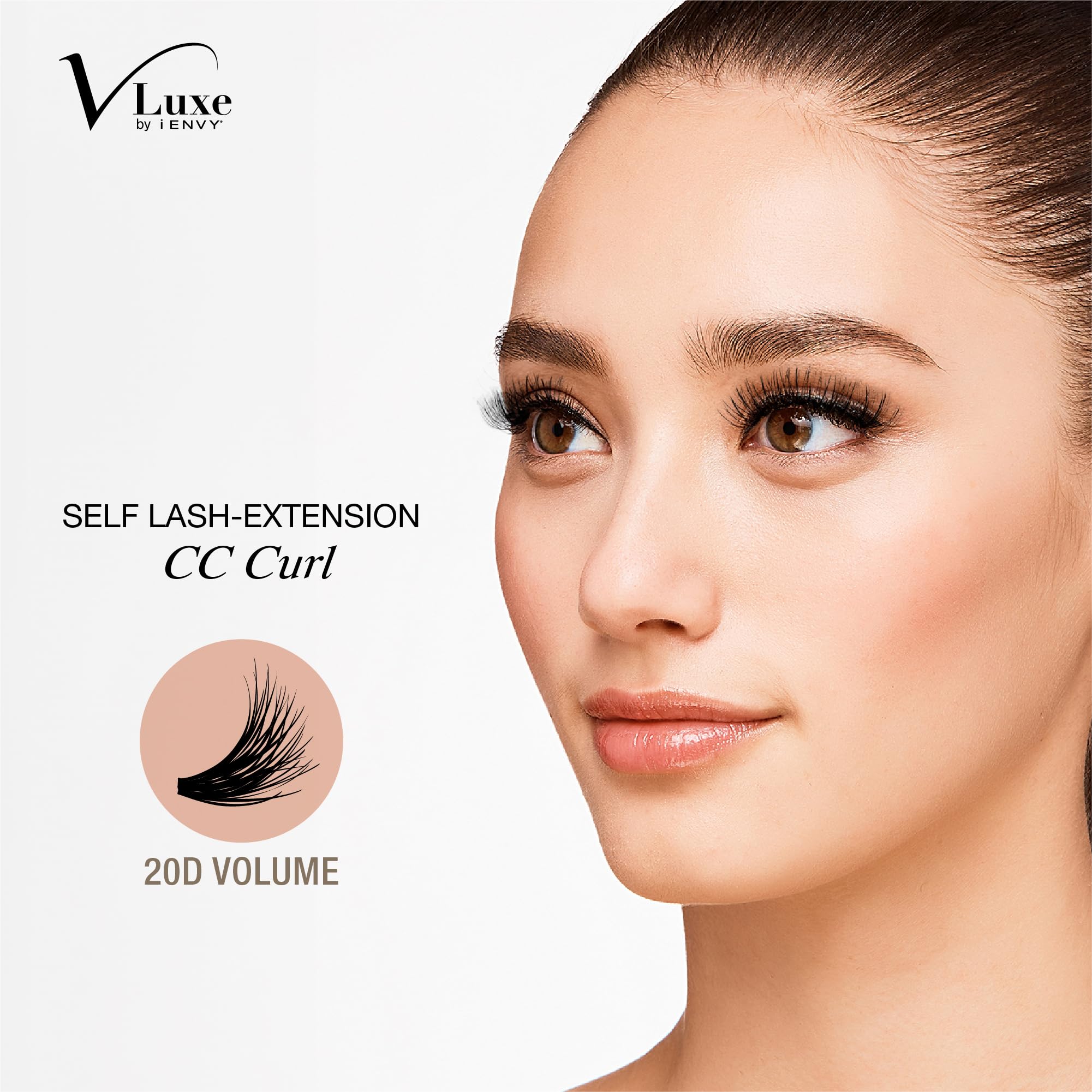 VLuxe CC Curl Lash Cluster 20D volume detail highlighting fuller eyes with light feel