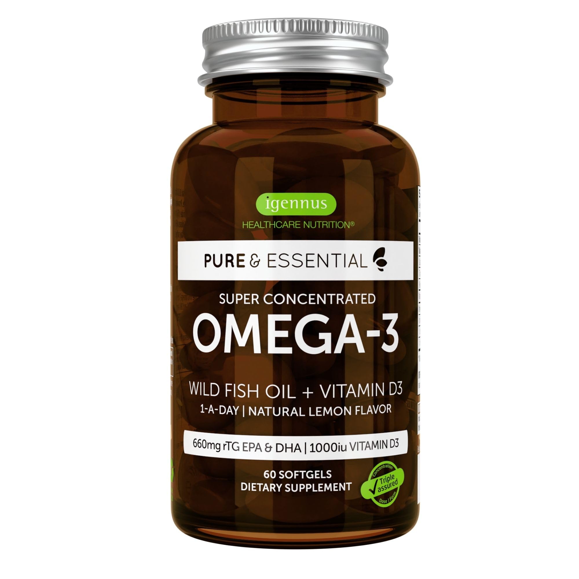 Igennus Advanced rTG Omega-3 bottle front with label