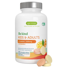 Front of Igennus Gentle Buffered Vitamin C Chewable 500mg packaging