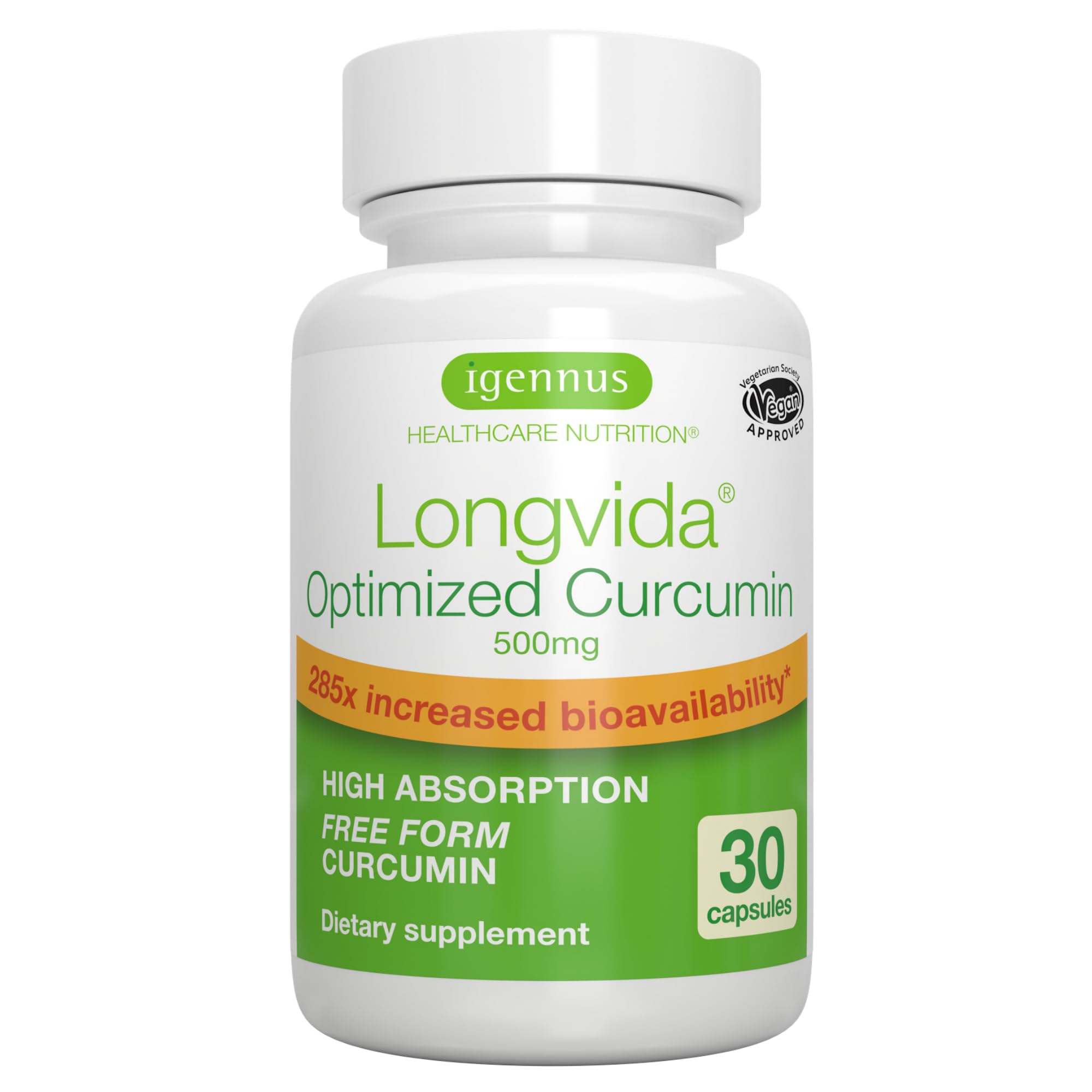 Igennus Longvida Curcumin 500mg bottle front view