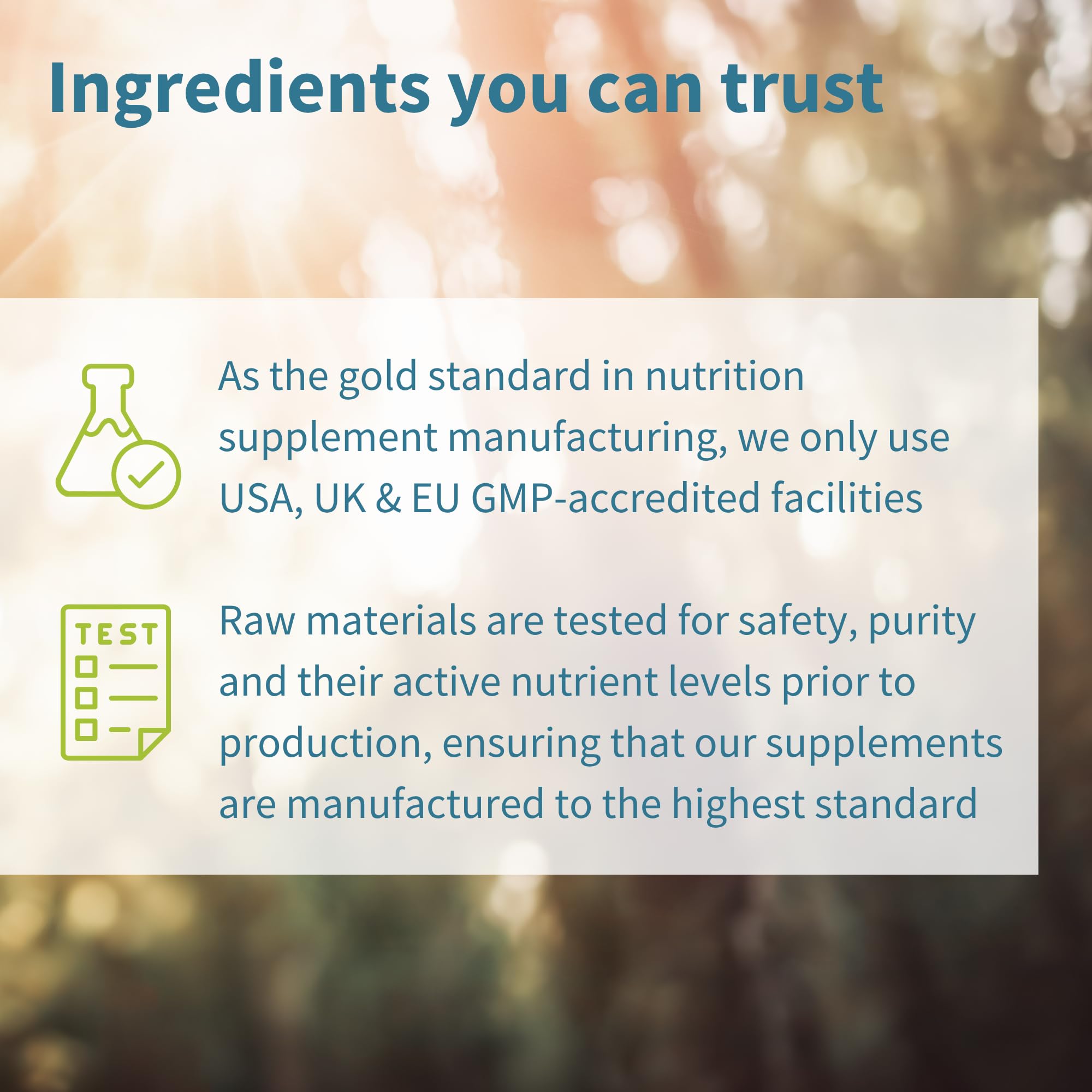 GMP manufacturing and vegan certification icons