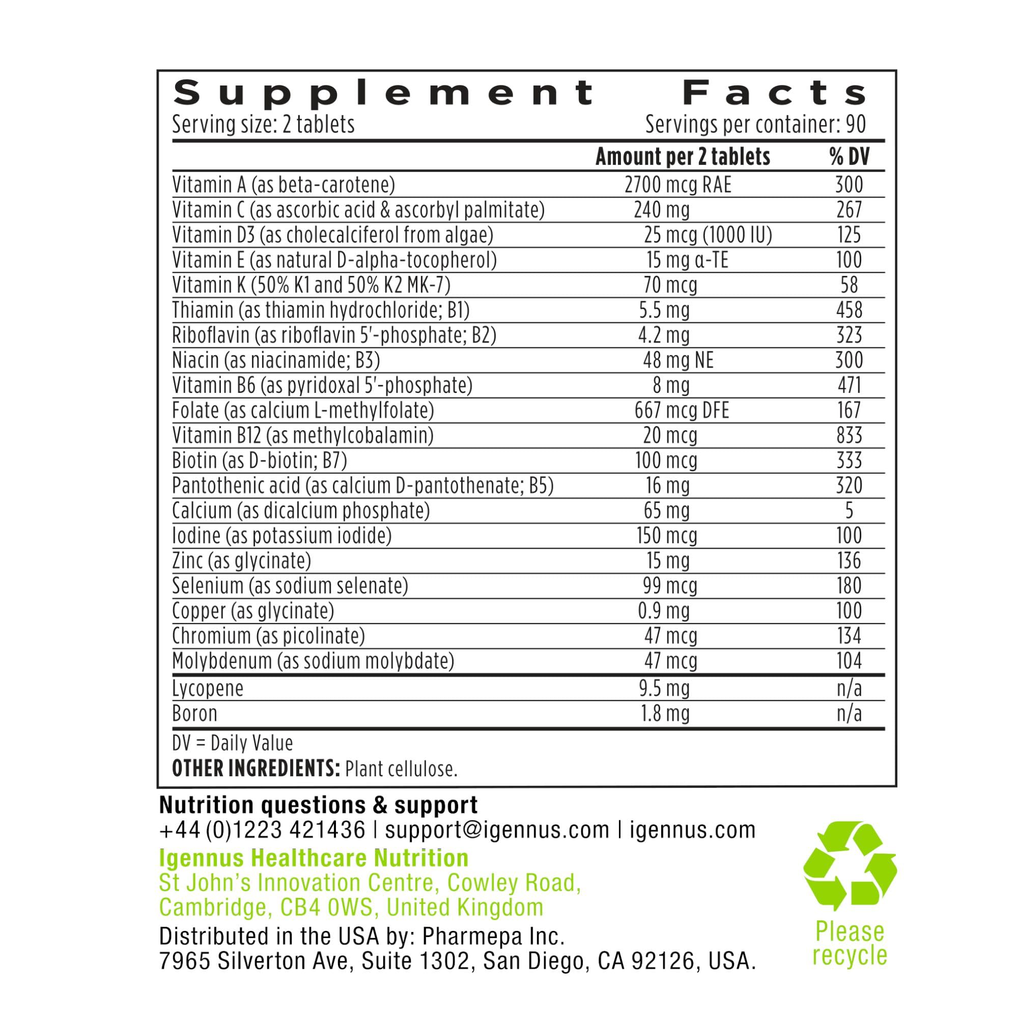Igennus Methylated Men's Multivitamin highlights methylfolate and methylcobalamin for absorption