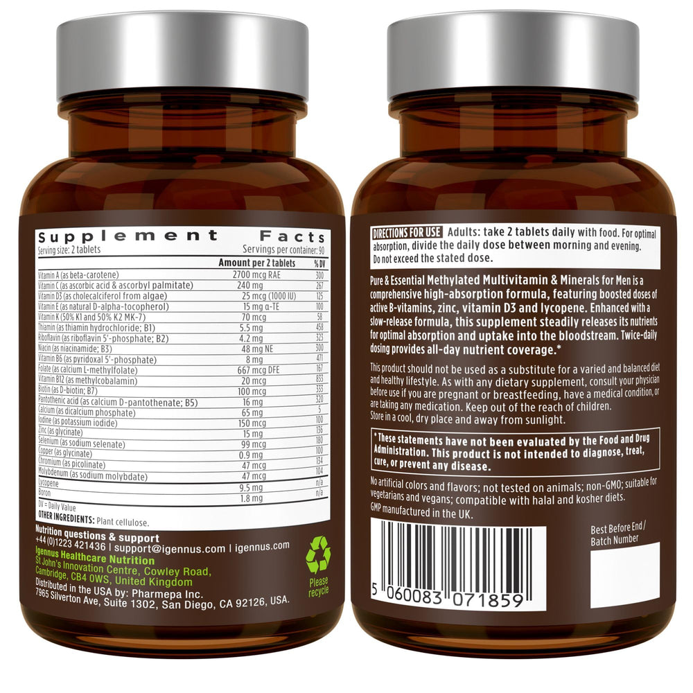 Igennus Methylated Men's Multivitamin slow-release coating supports steady nutrient release