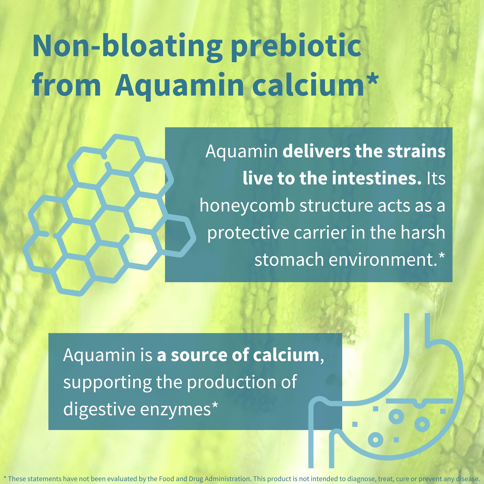 Aquamin calcium and vitamin A ingredients highlighted on label