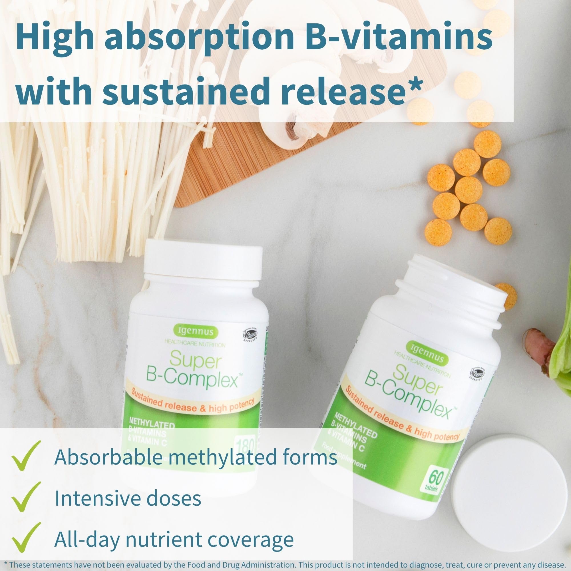 Methylfolate and methylcobalamin B12 in B-Complex