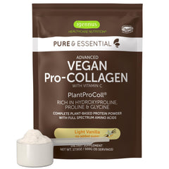 Front view of Igennus Advanced Vegan Vanilla Collagen Peptide Powder tub