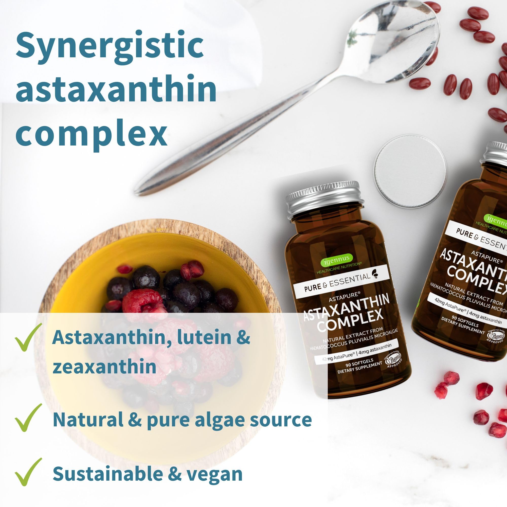 Close-up of a 4 mg astaxanthin softgel capsule