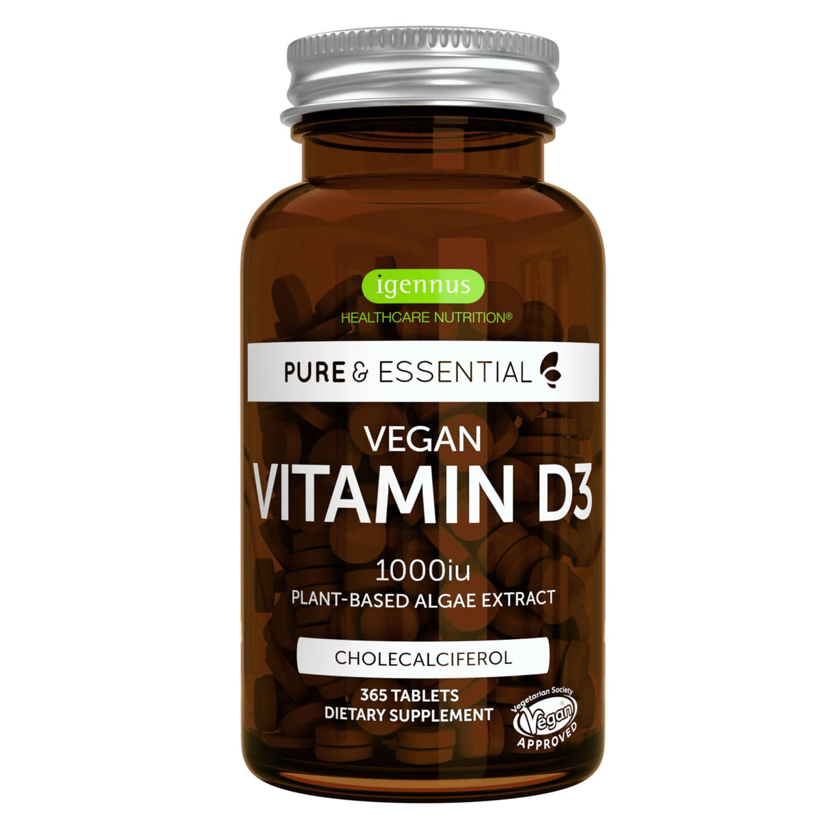 Igennus vegan vitamin D3 1000IU 365 tablets product image