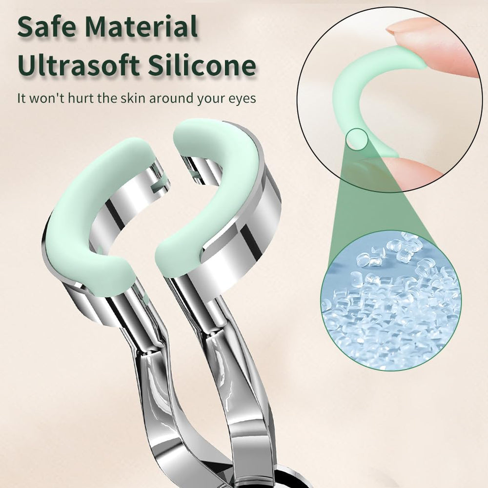 Close-up of electroplated tin body and silicone top of eyelid stretcher
