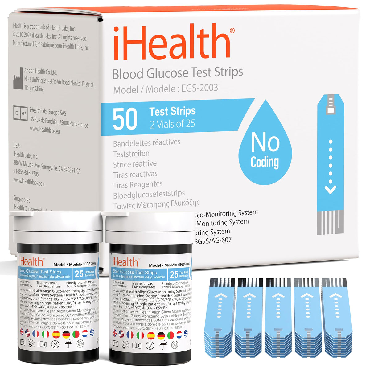 iHealth blood glucose strips 50 count in ready-to-use packaging for accurate testing