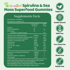 Organic spirulina powder and sea moss ingredients