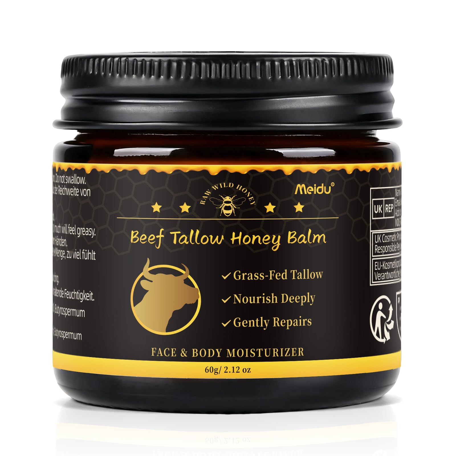 IIIMEIDU Tallow and Honey Balm jar—deep hydration for face and body.