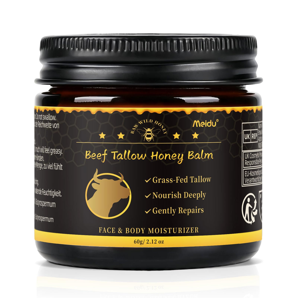 IIIMEIDU Tallow and Honey Balm jar—deep hydration for face and body.