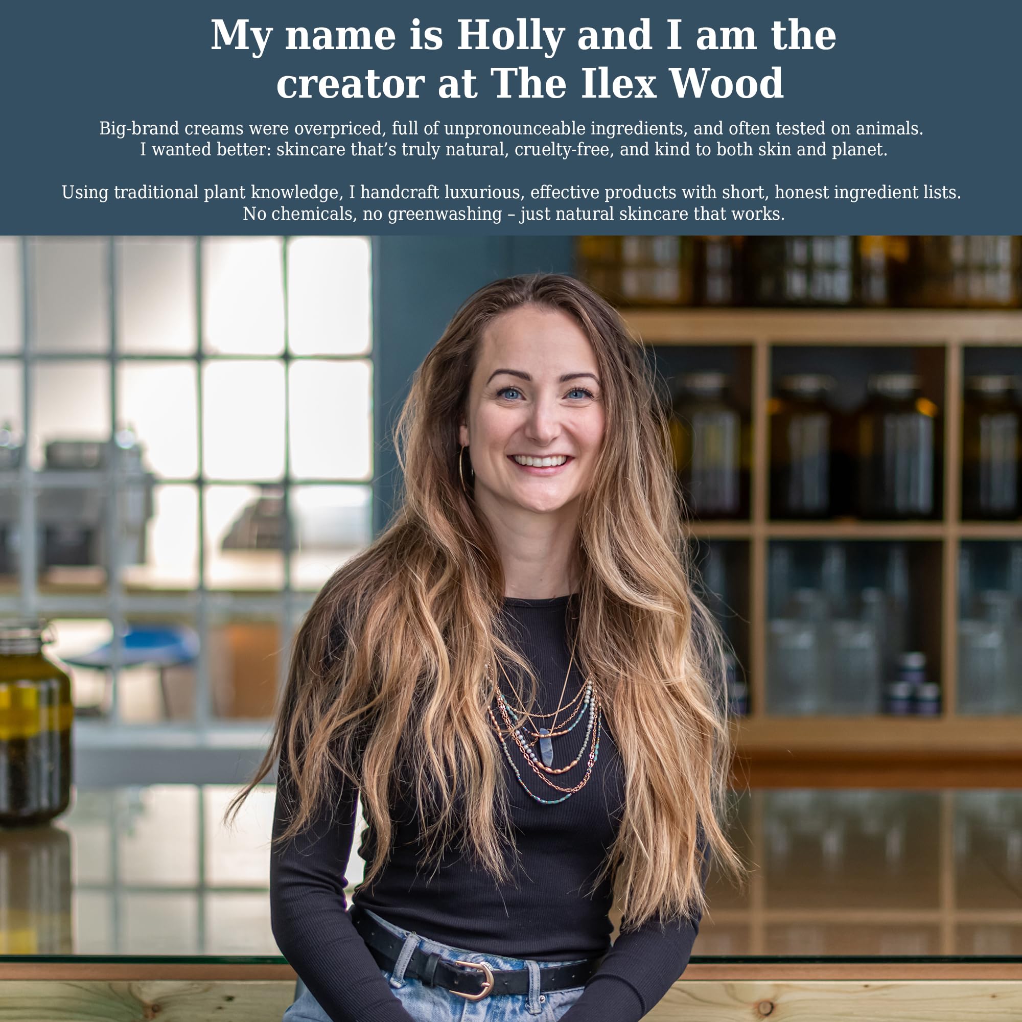 The Ilex Wood ingredients display natural oils and butters for nourishing lip care