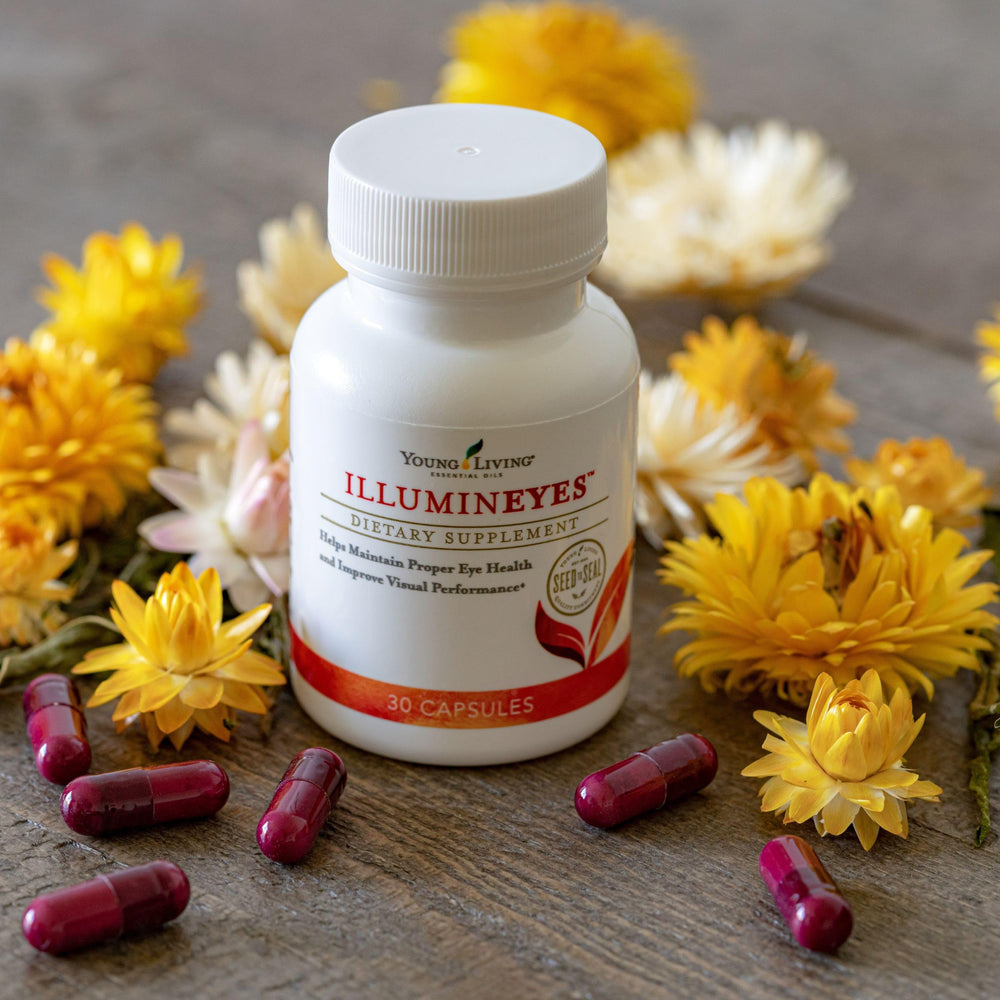 Daily eye health supplement bottle