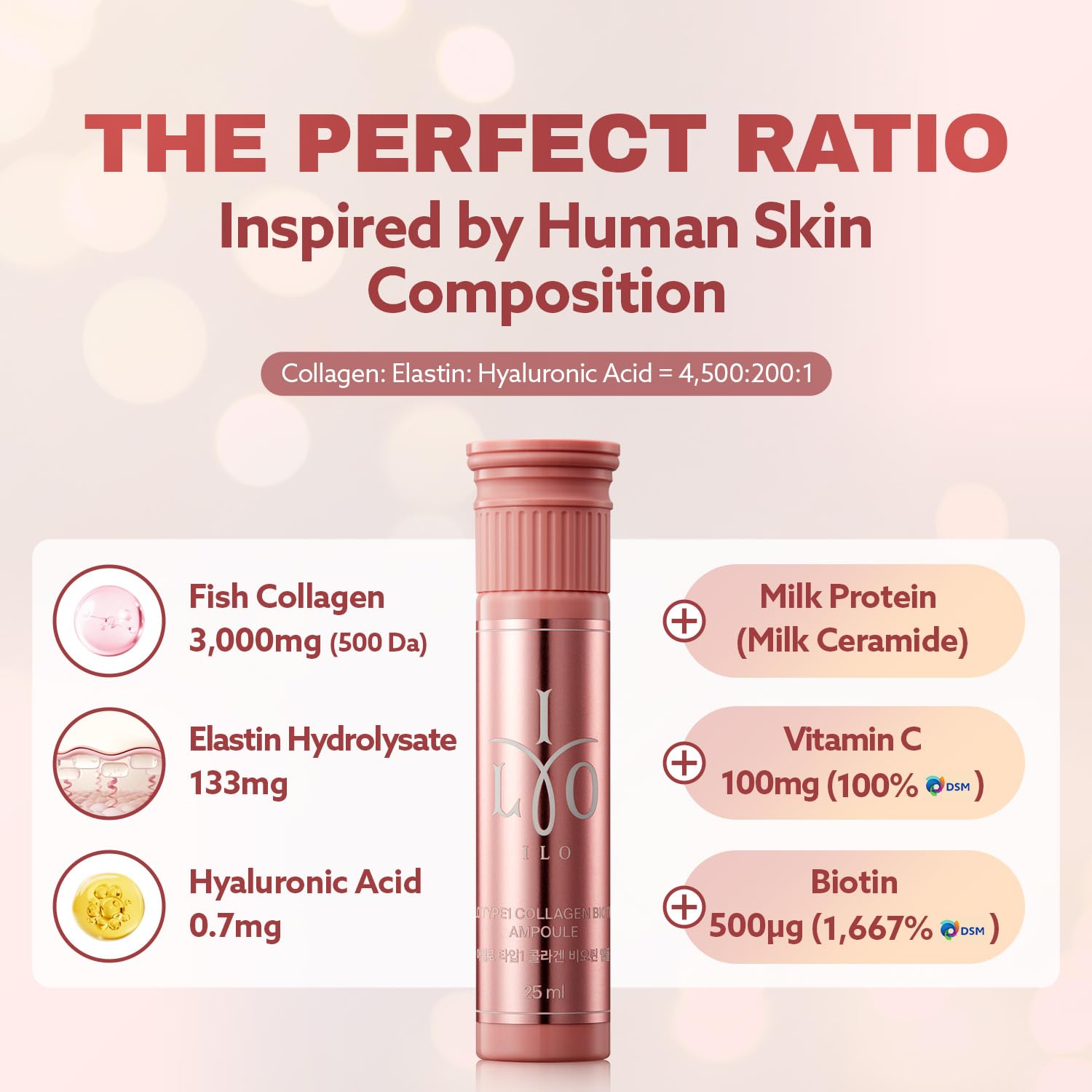 Label showing 3000mg Type 1 marine collagen per serving