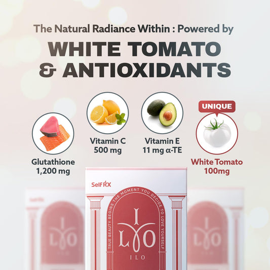 Back view of ILO Whitathione packaging with nutrition facts