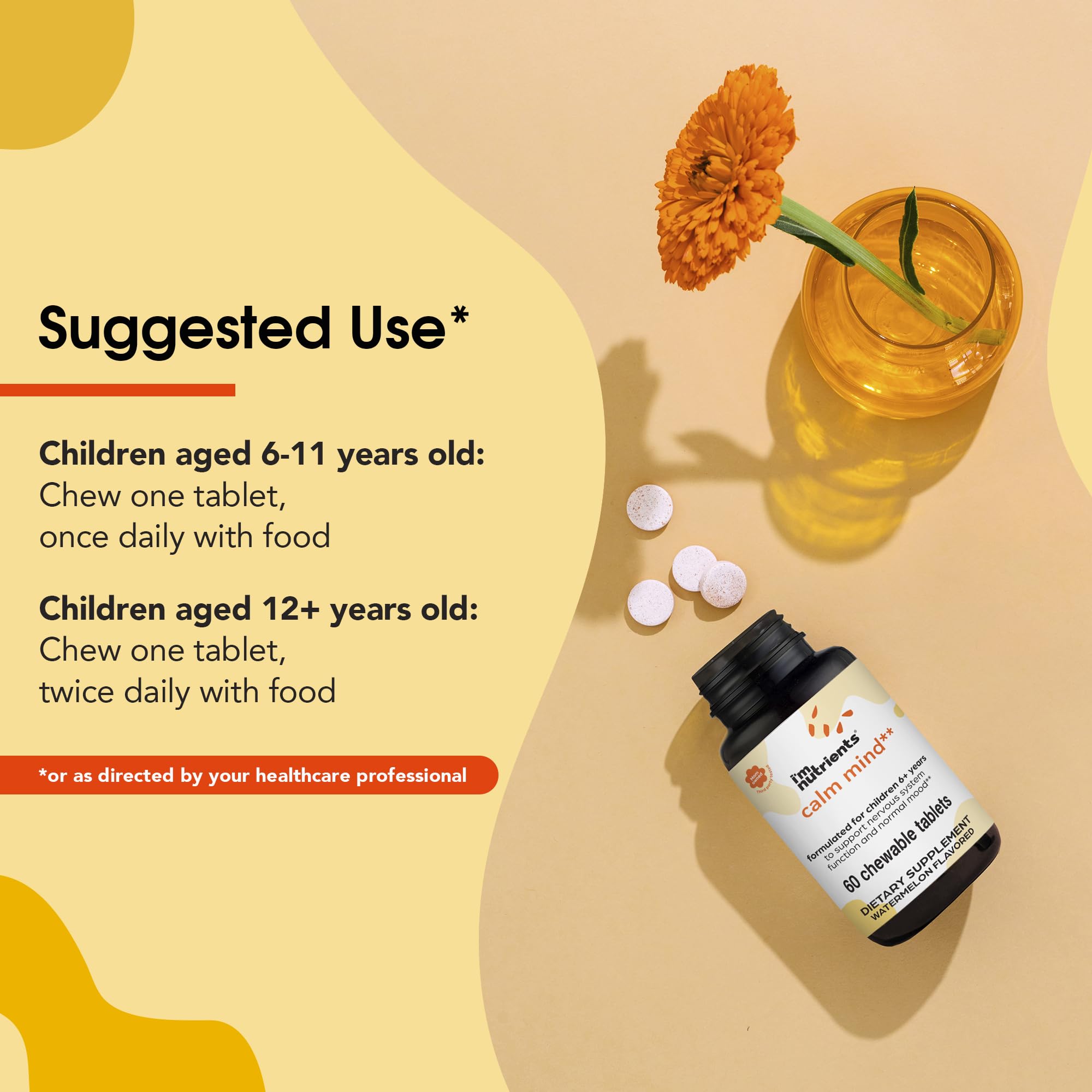 Bottle of I'm Nutrients Calm Mind with 60 chewable tablets