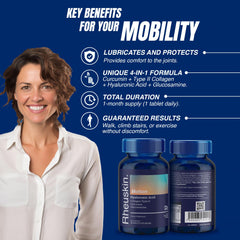 Rheuskin Motion – Advanced Joint Support with Hyaluronic Acid, Glucosamine, Curcumin & Type II Collagen | 30 Caplets 850 mg