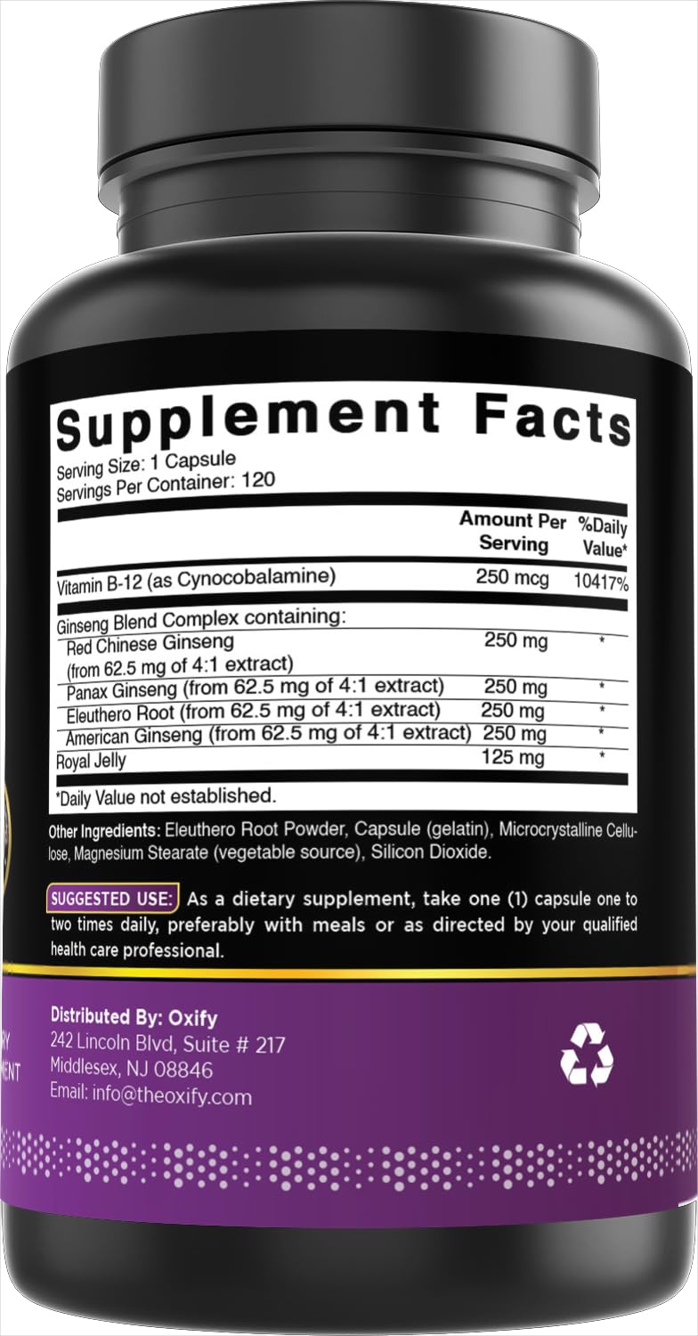 Tablets shown in Oxify Ginseng Complex bottle (tablet format)