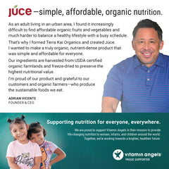 Terra Kai Organics JUCE Green Superfood – Polvo Orgánico con 77 Superalimentos, Sabor Manzana Cosecha, 20 Porciones (250 g)