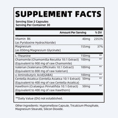 Close-up of ingredients on iMATCHME label: L-Theanine, Chamomile, GABA